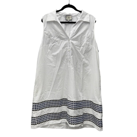 Tuckernuck Dresses & Skirts - Tuckernuck White Cotton Sleeveless Rope Embroidered Shift Dress XXXL Plus Size